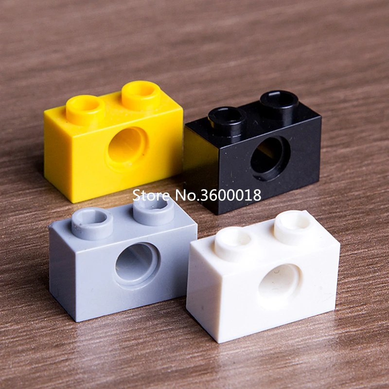 

20Pcs/lot DECOOL Technic Brick 1x2 with Holes Compatible legos 3700 Shaft bore brick MOC DIY blocks parts