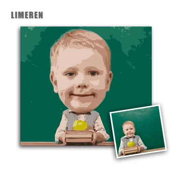 

Personality Photo Customized Your Own DIY Oil Painting By Numbers Big Head Dolls Children Photos Drawing Canvas Pictures