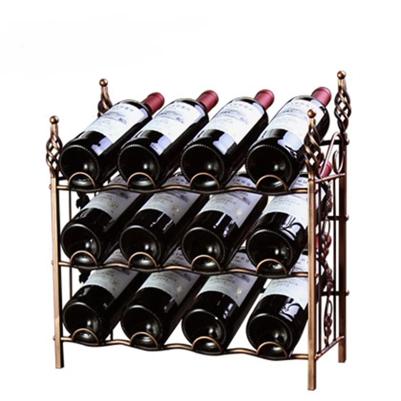 Bronce ClookYuan Botellero Individual Estante para Vino Estante para exhibición de Vino de Hierro Forjado Europeo 