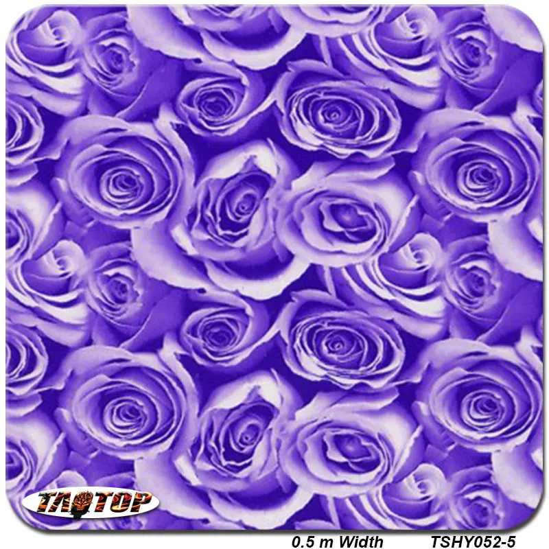 TSHY052 5 0.5m *2M Popular purple rose flower hydro dipping pva film hydrographic film water