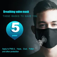 Mnycxen пылезащитные многоразовые маски для лица с клапаном+ 4 шт. Pm2.5 воздушный фильтр ткань рот муфельной бег анти дымка респиратор B1