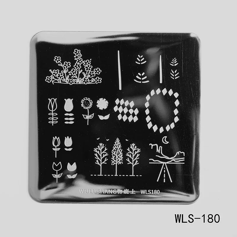 Квадратная абстрактная серия Штамповка шаблон Линия Дизайн ногтей штамповка изображения пластины ногтей штамп трафареты - Цвет: wls180