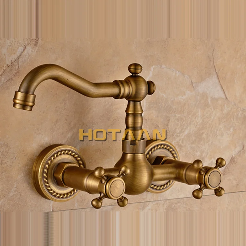  Free shipping Kitchen Faucet torneira wall mounted Antique Brass Swivel Bathroom Basin Sink Mixer T - 32314522051