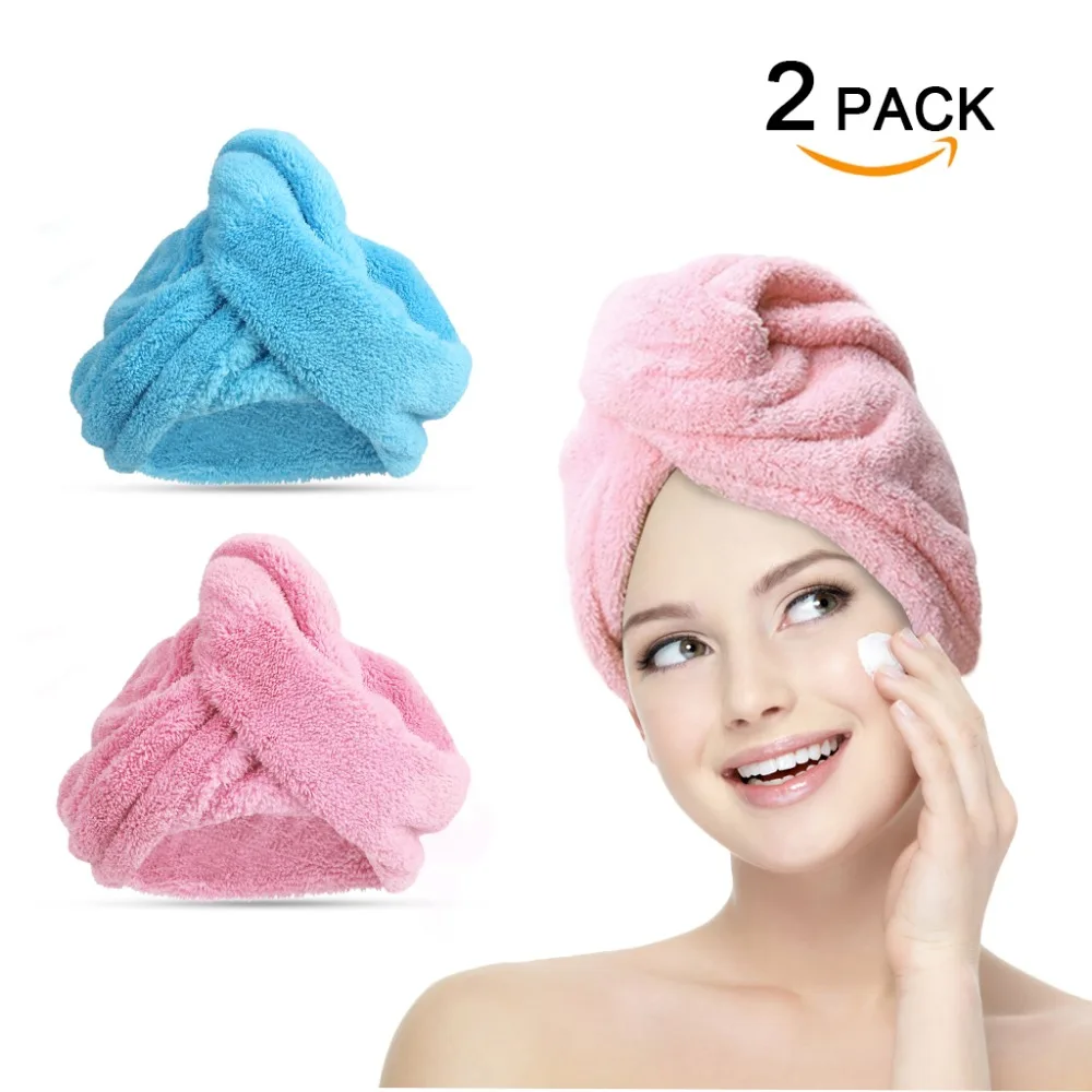 2 Packs Hair Towel Super Absorbent Microfibre Hair Drying Towels Soft Thickened Coral Fleece Skin-friendly Hair Turban No Lint No Fading Dry Hair Cap 2 Packs Hair Towel Super Absorbent Microfibre Hair Drying Towels Soft Thickened Coral Fleece Skin-friendly Hair Turban No Lint No Fading Dry Hair Cap