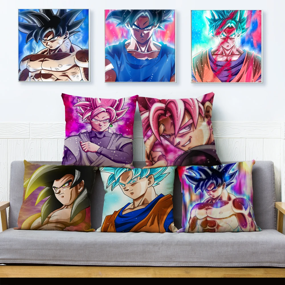 

Colorful Dragon Ball Zamasu Goku Portrait Cushion Cover Decor Cartoon Pillow Cover Japanese Anime Pillows Case for Sofa 45*45cm