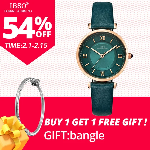 IBSO New Brand Women Watches 2018 Green Genuine Leather Strap Reloj Mujer Luxury IBSO New Brand Women Watches 2018 Green Genuine Leather Strap Reloj Mujer Luxury