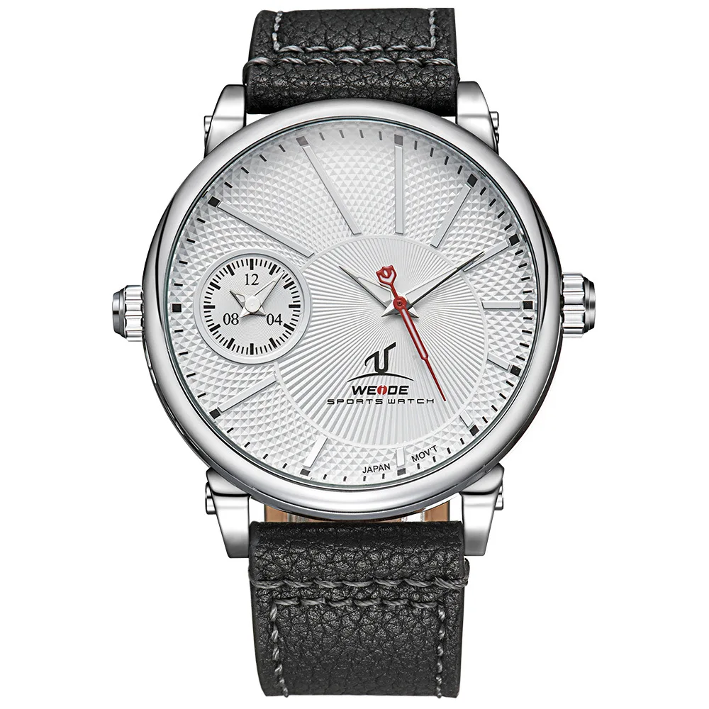 

Men's waterproof quartz watch double movement popular leather belt large dial watch