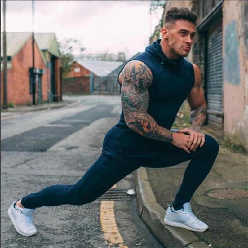 Basic Hooded Jacket Vest Waistcoat men-8