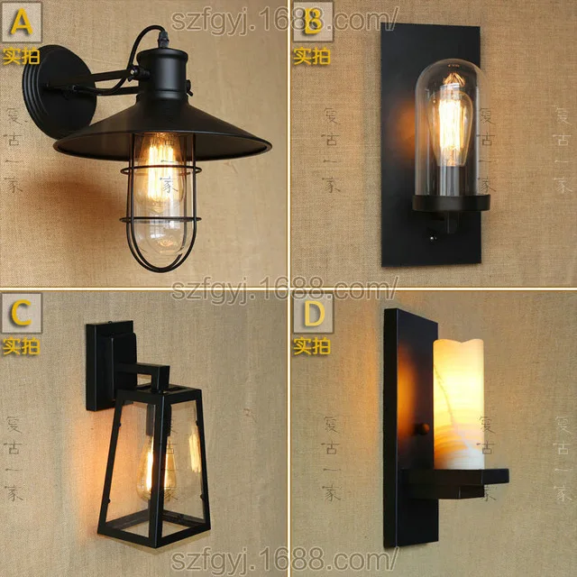 

110-220v Retro Vintage Industrial Rural style Wall Light Edison Wall Mount Light Sconces Steel Finished Antique Lamp E27 KWL0042