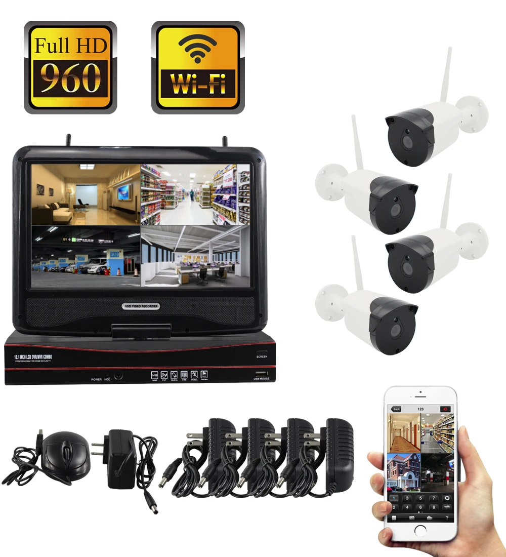 

Yobang Security 4CH Wireless Waterproof IP Camera CCTV Security Kit 1.3MP 960P Video Surveillance System Real-time monitoring