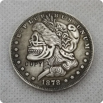 Stany zjednoczone 1878cc Morgan Dollar czaszka zombie szkielet ręcznie rzeźbione kopiuj monety tanie i dobre opinie DASHUMIAOCOIN CN (pochodzenie) Metal Imitacja starego przedmiotu CASTING CHINA 2000-Present