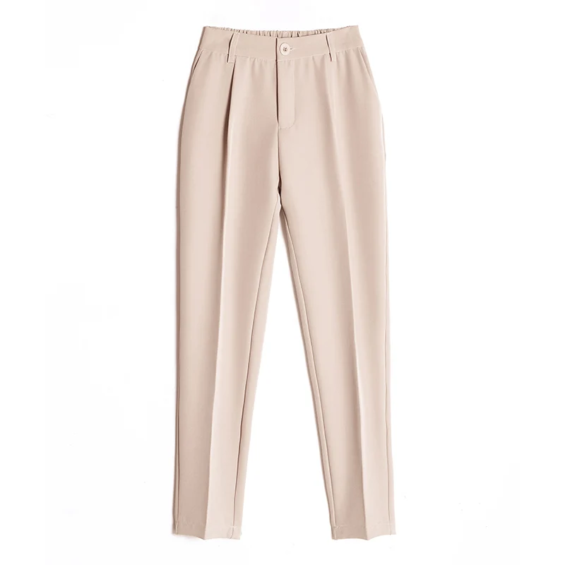 2019 printemps ete mode lache cheville longueur neuf pantalon femme classique taille haute elastique Camel decontracte casual Harem pantalon