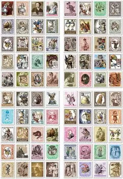 

4 Pcs / Pack Diy Vintage Retro Paper Stickers Alice Stamp Sticker For Diary Scrapbooking # (7321)