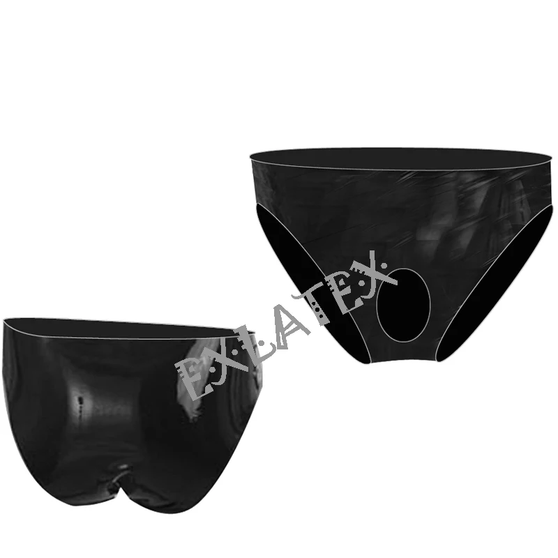 Latex Panties Men Front Cut-Out Ring String Erotic Underwear Latex Briefs Sexy Lingerie (2)