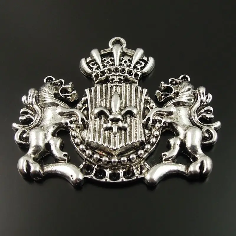

6pcs Vintage Jewelry Brand Logo Badge Charms Alloy Accessory Zinc Alloy Lion Badge Pendant For Man Necklace Pendant Handmade DIY
