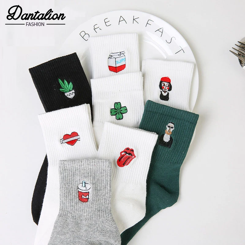 Новые женские хлопковые короткие носки с принтом Killer Cupid Moustache Milk Cola Leon Clover Love Smile