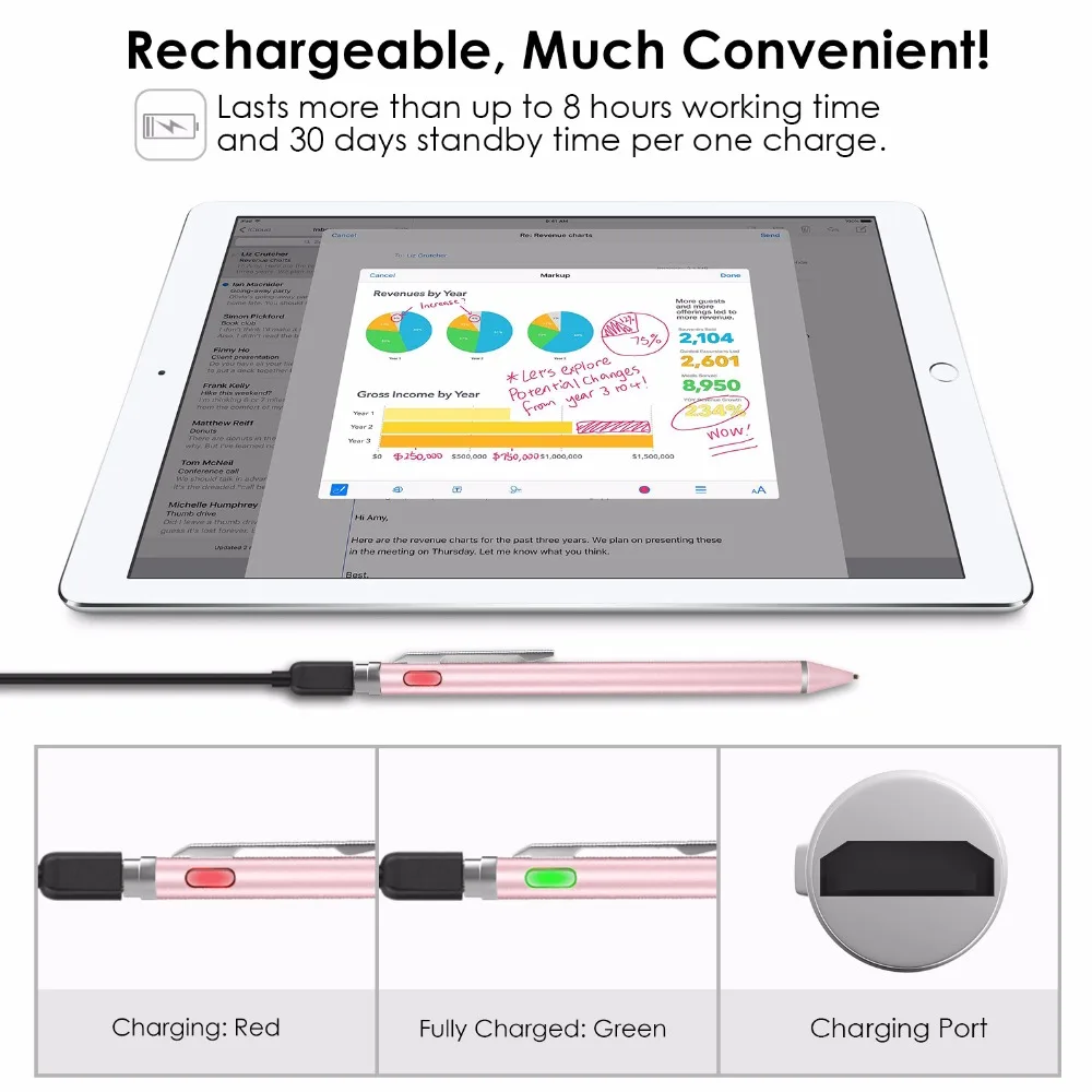 MoKo Универсальный Активный стилус, 2 в 1 высокая точность чувствительность 1,5 мм емкостная ручка, металлический стилус для устройств с сенсорным экраном