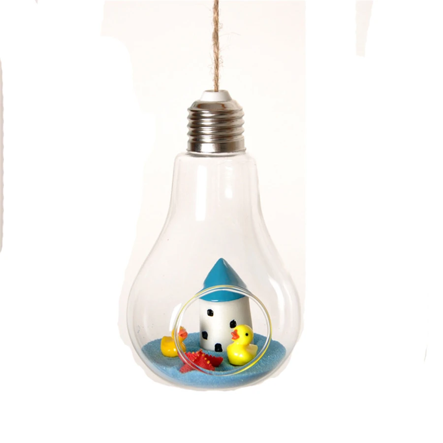 

10 pcs Transparent Clear Wedding Crafts Crystal Hanging Light Bulb Shape Glass Vase Flower Plant Container Pot Home Decoration