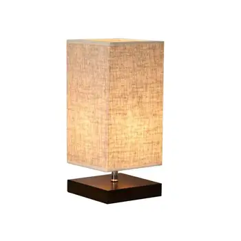 

Wood Table Lamp Retro Minimalist Solid Wood Fabric Shade Relax Lighting for Bedroom Bedside Desk Lamp with AU Adapter