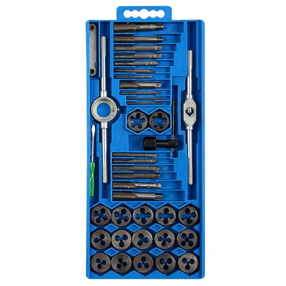 

40PC Professional Metric tap wrench and die set cuts M3-M12 bolts + storage case
