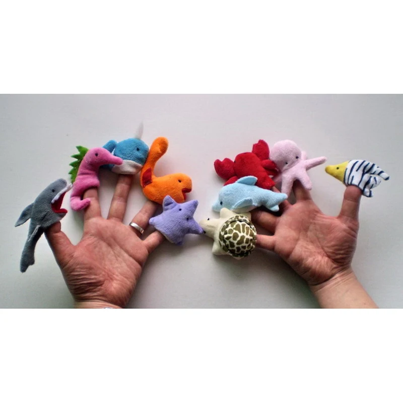 

10PCS Cartoon Aquatic Creatures Animal Velvet Finger Puppet Finger Toy Finger Doll Baby Cloth Educational Hand Toy Story DSP04