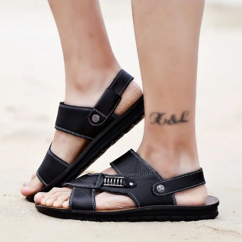 MIUBU Кожа Большой Размеры Мужская обувь модная обувь на плоской подошве сандалии Летняя Мужская обувь пляжные сандалии мужские кожаные