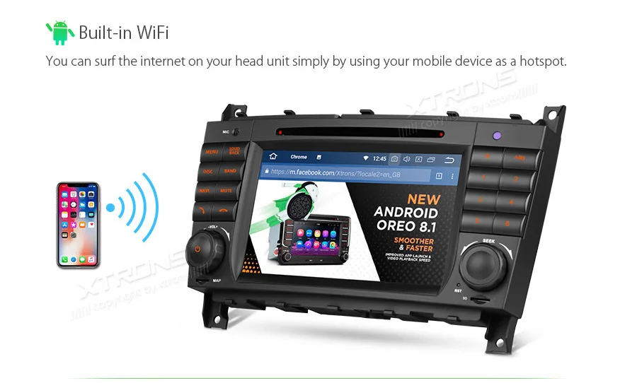 Discount 2 Din 7" Android 8.1 Car DVD Player Radio GPS RDS for Mercedes Benz W209 W203 C180 C200 C220 C230 C240 C250 C270 W463 13