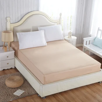 

100% soild cotton Mattress Protection Pad cover with elastic bandage white red light tan multi size fitted sheet linen