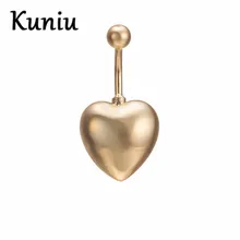 KUNIU Fashion Plated gold heart belly button rings sexy body jewelry surgical steel helix piercing Wholesale