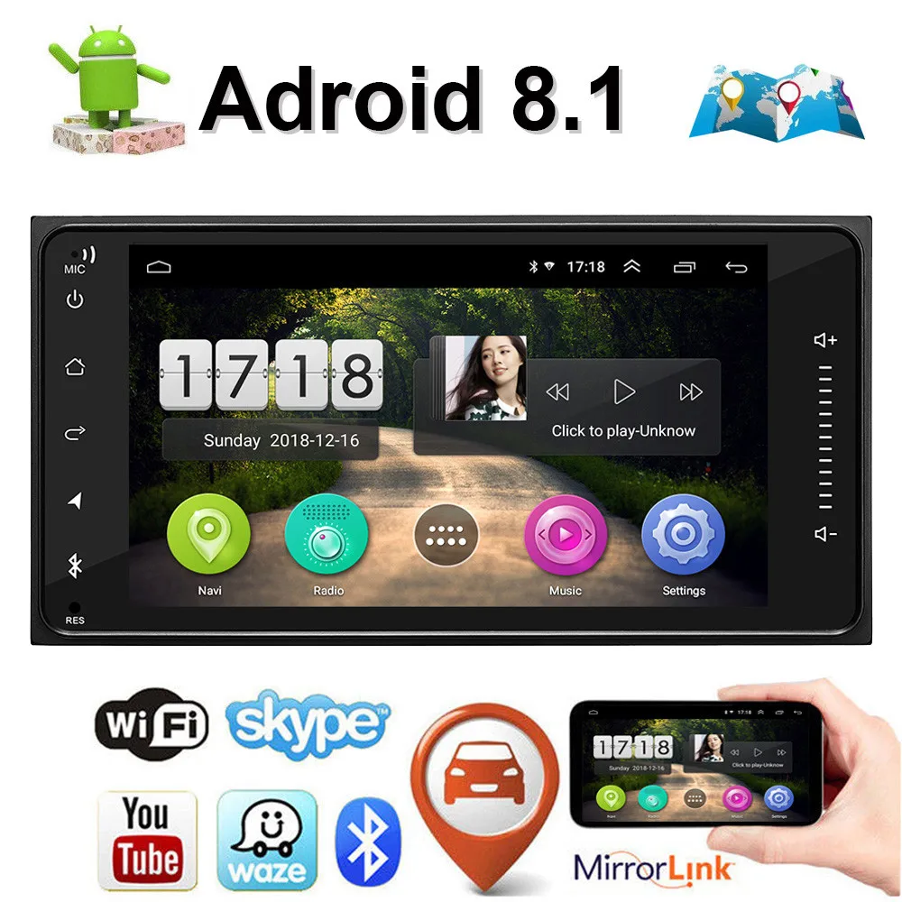 

2 Din 7 inch Android 8.1 Car Multimedia Player GPS Navi For Toyota Corolla Universal Car Radio Stereo Bluetooth WiFi Autoradio