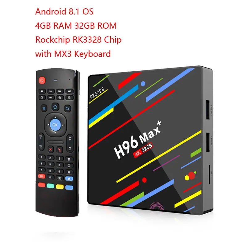 4 ГБ 64 ГБ Android 8,1 ТВ приставка H96 Max+ RK3328 Четырехъядерный 4G/32G USB 3,0 Smart 4K ТВ приставка опционально 2,4G/5G двойной wifi Bluetooth - Цвет: 4GB 32GB TV BOX MX3