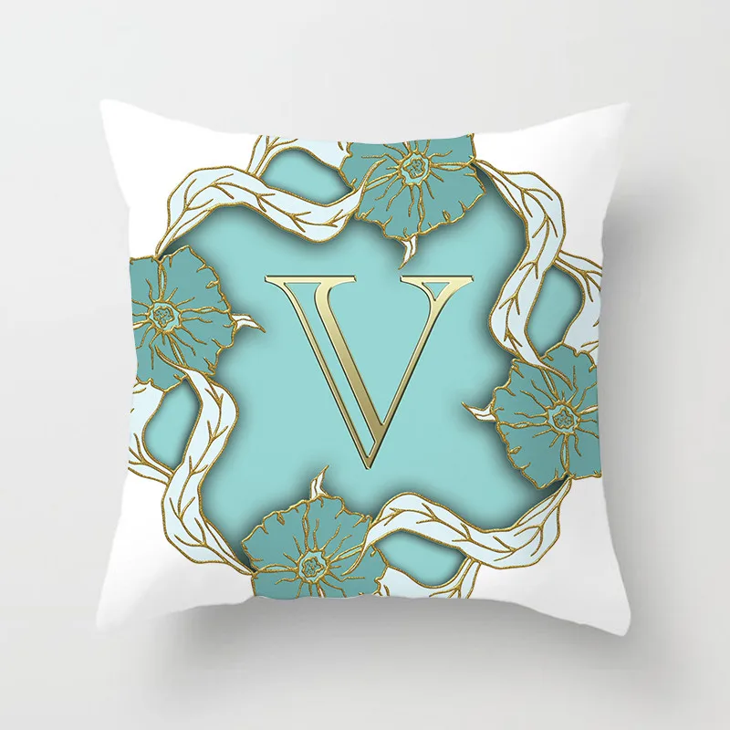 26 Alphabet Gold Letter Pillow Cover