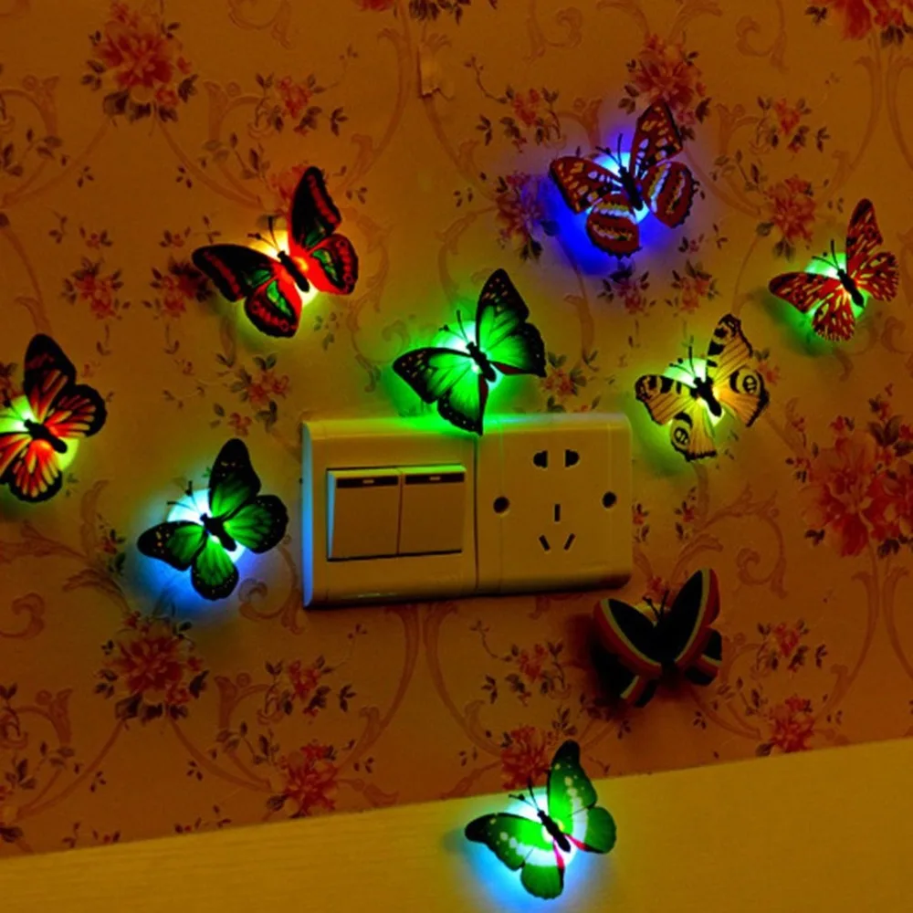 

5Pcs Lovely Butterfly LED Night Light Color Changing Light Lamp Beautiful Home Decorative Wall Nightlights Energy-Saving Lamp
