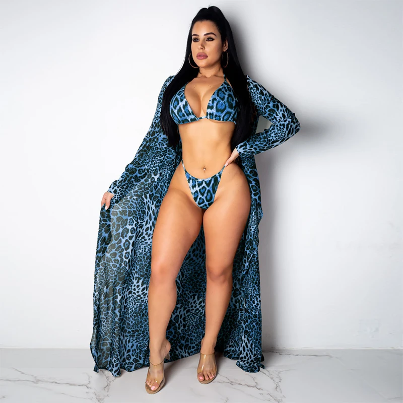 

Sexy Leopard Print Micro Bikini Set Beach Wear Bikini Set Swimwear+Cover Up Candigan Bathing Suit 3PCS Summer Women Swimsuit