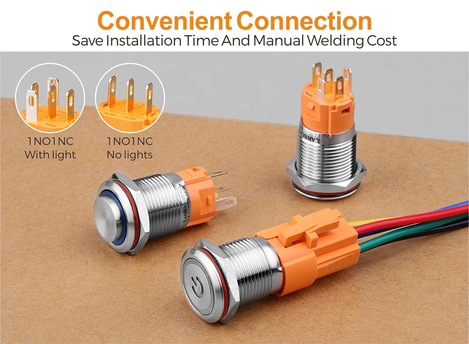 16 мм 19 мм провода и разъемы для металлических кнопочных переключателей 3-7 проводов стабильный светодиодный