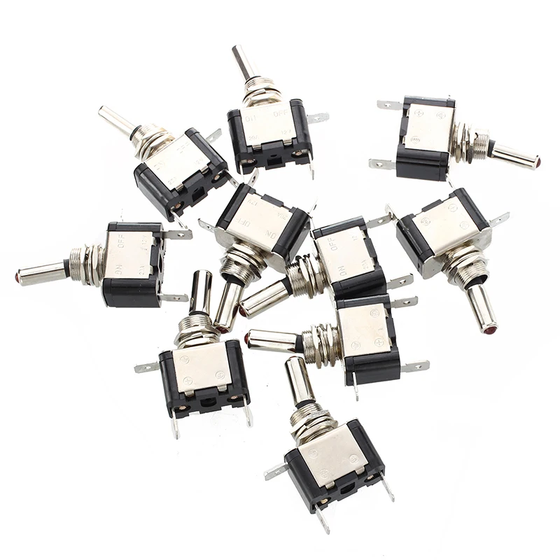 

10 x Reverse Rocker Switch SPST lever With Red LED Auto Car