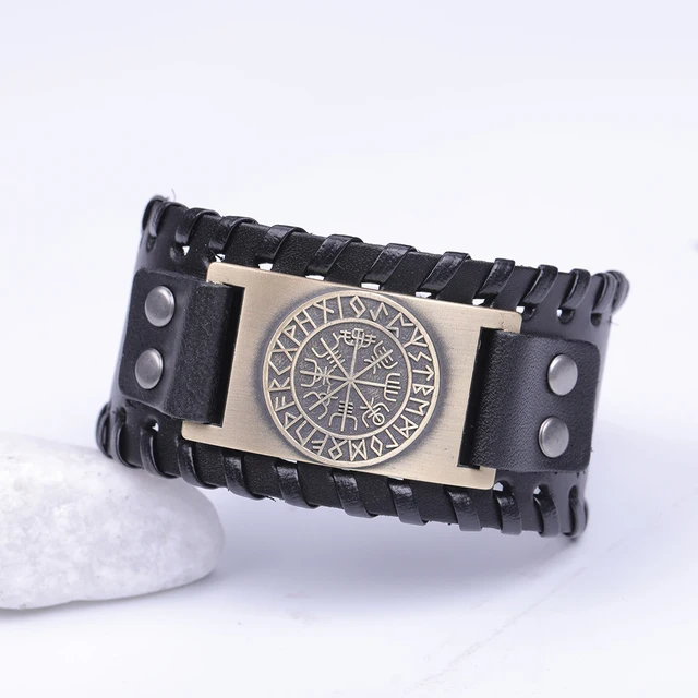 Viking Compass Leather Bracelet