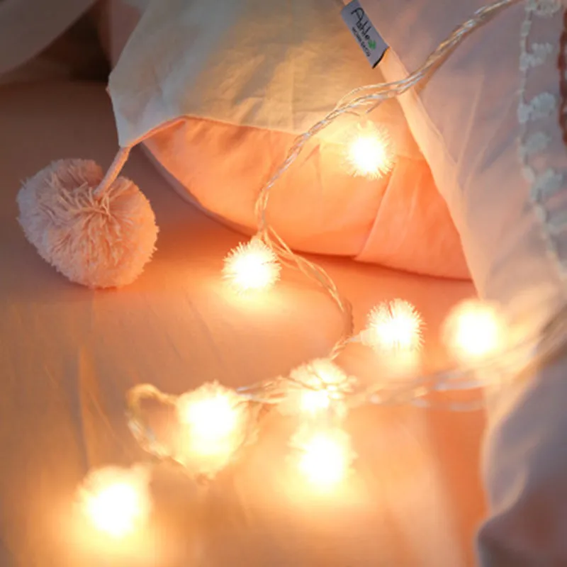 

LED Puffer Ball Lamp String Star String Battery Case INS Girl Heart Long Bright Flashing Bedroom Home Christmas Party Decoration