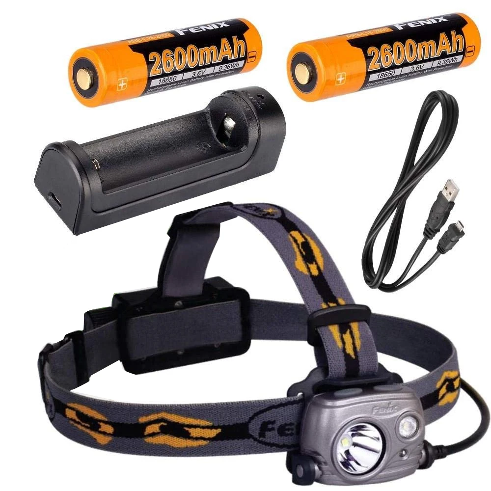 

Fenix HP25R 1000 Lumen USB rechargeable CREE LED Headlamp, 2 X Fenix 18650 rechargeable Li-ion batteries,ARE-X1 charger