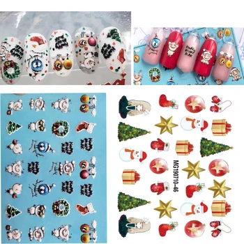 

3D new arrived Acrylic Engraved Nail Sticker Christmas style snowflake Water Decals Empaistic Nail Water Slide Decals Z0202