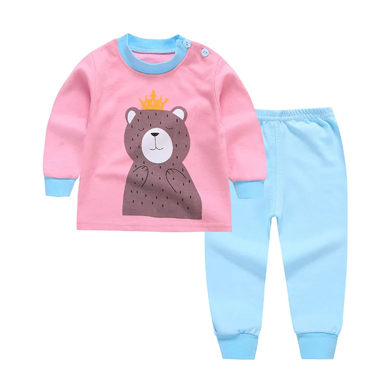 Stripe children's sleepwear for baby boys clothing cotton long sleeve shirt+pant - Цвет: 8