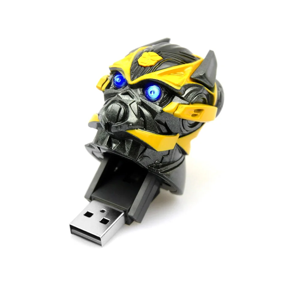 Светодиодный флеш-накопитель bumblebee, USB флеш-накопитель, 4 ГБ, 8 ГБ, 16 ГБ, 32 ГБ, 64 ГБ, USB карта памяти, флеш-накопитель, флеш-накопитель для автомобиля, флешка, память в подарок