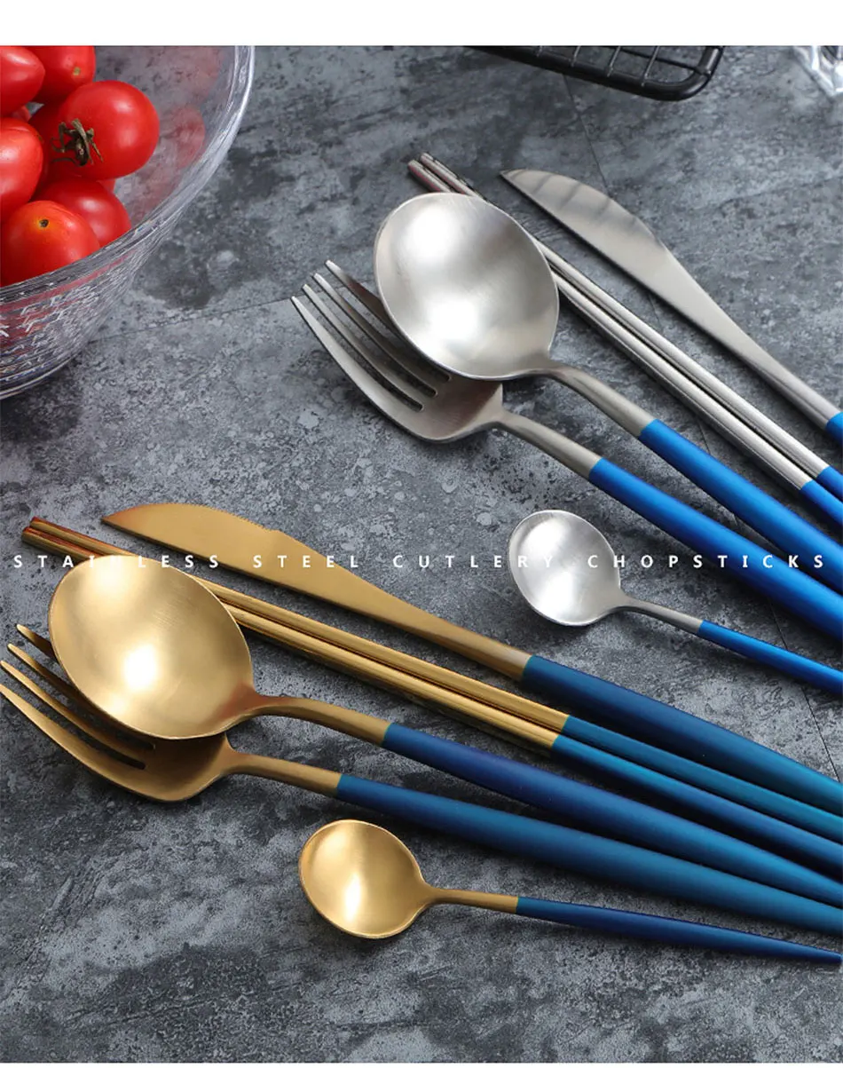 Luxury 304 Stainless Steel Tableware Set Black Rose Gold European Western Food Dinnerware Sets knife Forks Black Cutleries 4pc (16)