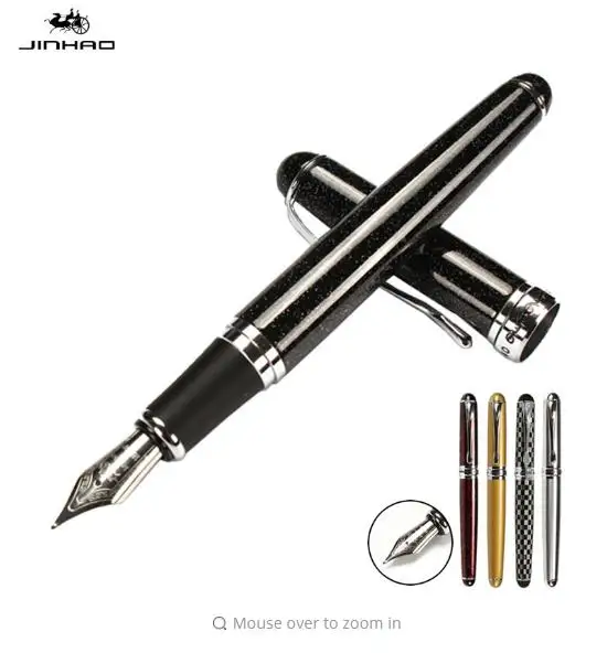 Jinhao X750 Classic Style Silver Clip Metal Fountain Pen 0.5mm Nib Steel Ink Pens for Gift Office Supplies School Supplies