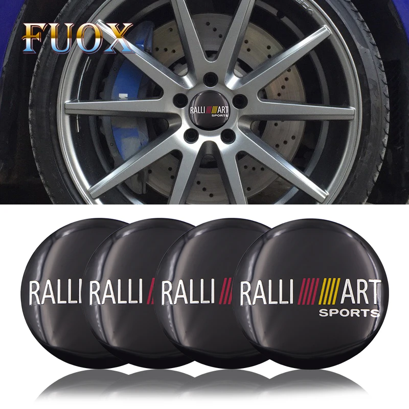 

4PCS RALLI ART Sports Car Steering tire Wheel Center car sticker Hub Cap Badge Decals Symbol For mitsubishi lancer asx outlander