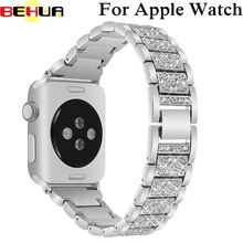 Сплав Кристалл ремень со стразами Diamon смотреть группы роскоши Нержавеющая сталь часы полосы для Apple Watch 38 мм 42 мм серии 3 2 1