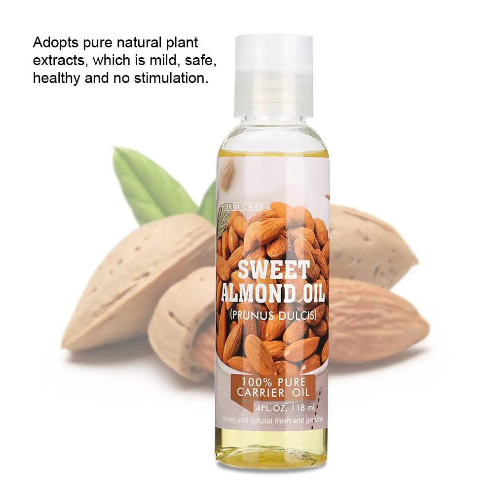 

118ml Pure Natural Sweet Almond Oil Cold Pressed Massage Aromatherapy Body Care Carrier Oil Massage Relaxation