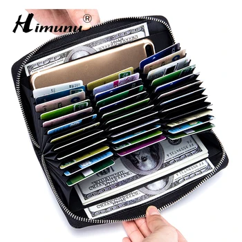 

Man Woman Card Holders Wallet Split Leather Male Business RFID Cards Wallet High Capacity Female Credit Holders Purses