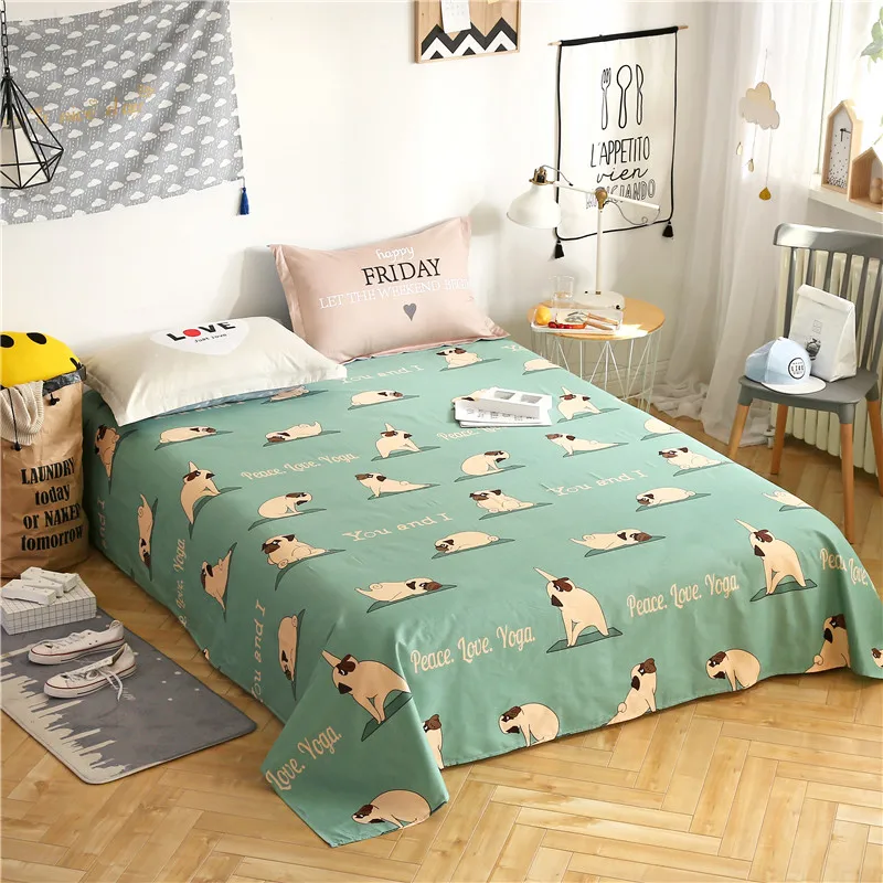 

Green Lamb Pattern 3Pcs Flat Sheet Set 100% Cotton Bedding Bedsheet+2Pillowcases Sheets Set Comfortable Set Sheet Sets 3 Size
