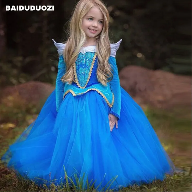 2018 Girls Sleeping Beauty Princess Costume Spring Autumn Girl Dress ...